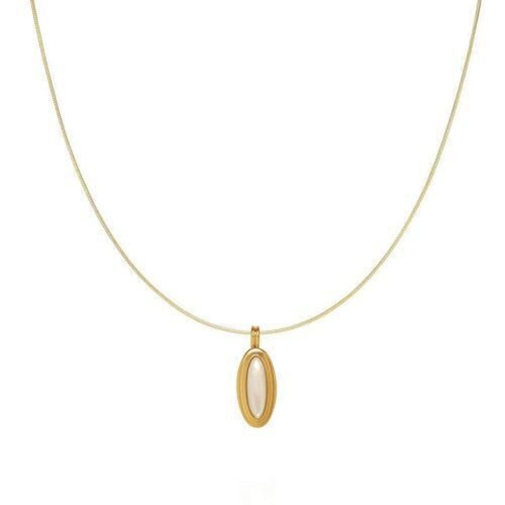 5474 Mother of Pearl Shell Pendant Necklace, Dainty 18k Gold Plated